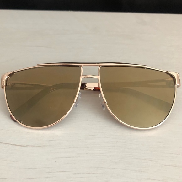 Classic Aviator Sunglasses Flat Top Mirrored Gold - Picture 2 of 6